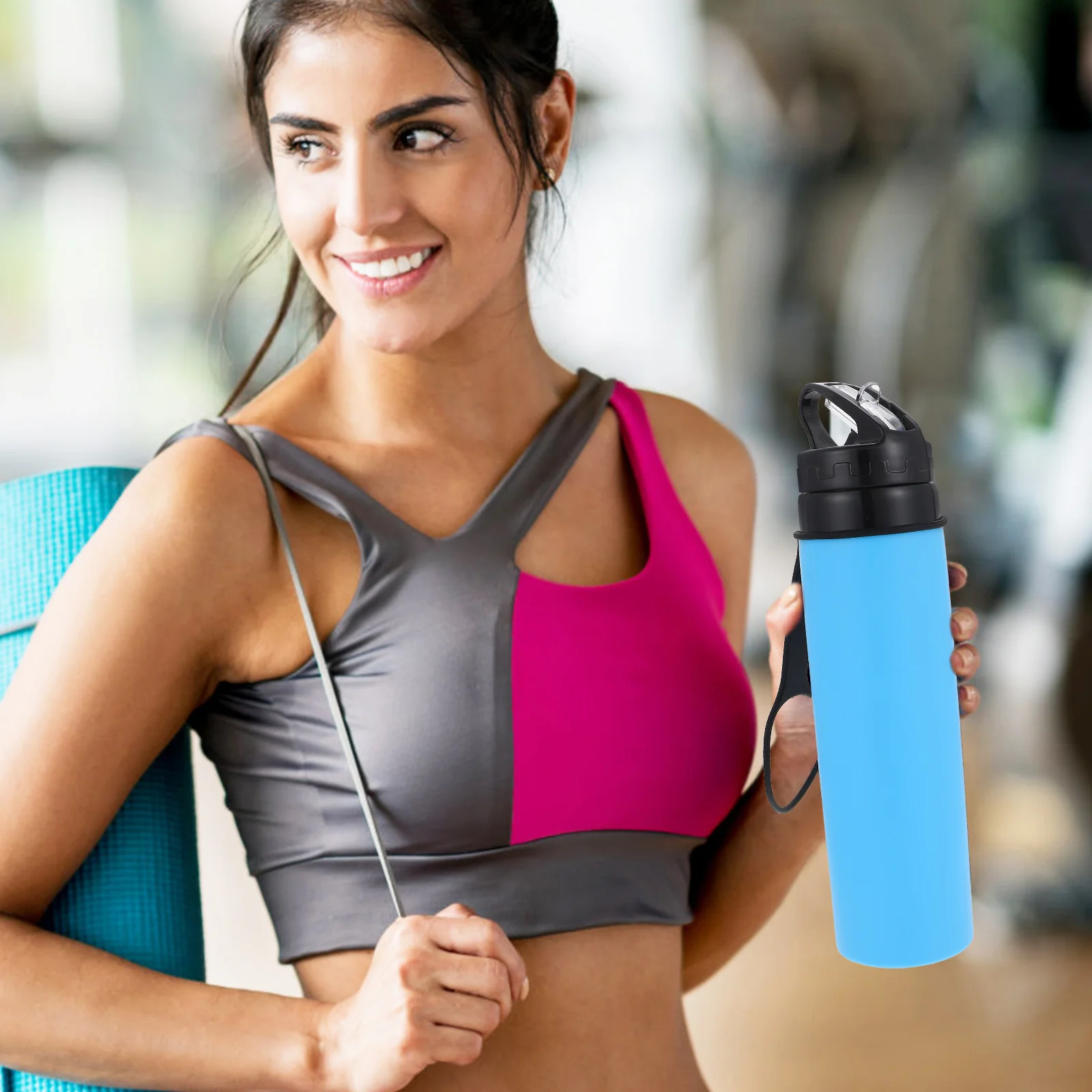 

Sports Water Bottle Portable Large Capacity Easy Unscrew Lid Outdoor Hiking Fitness Camping Supply Silicone PP Water Container