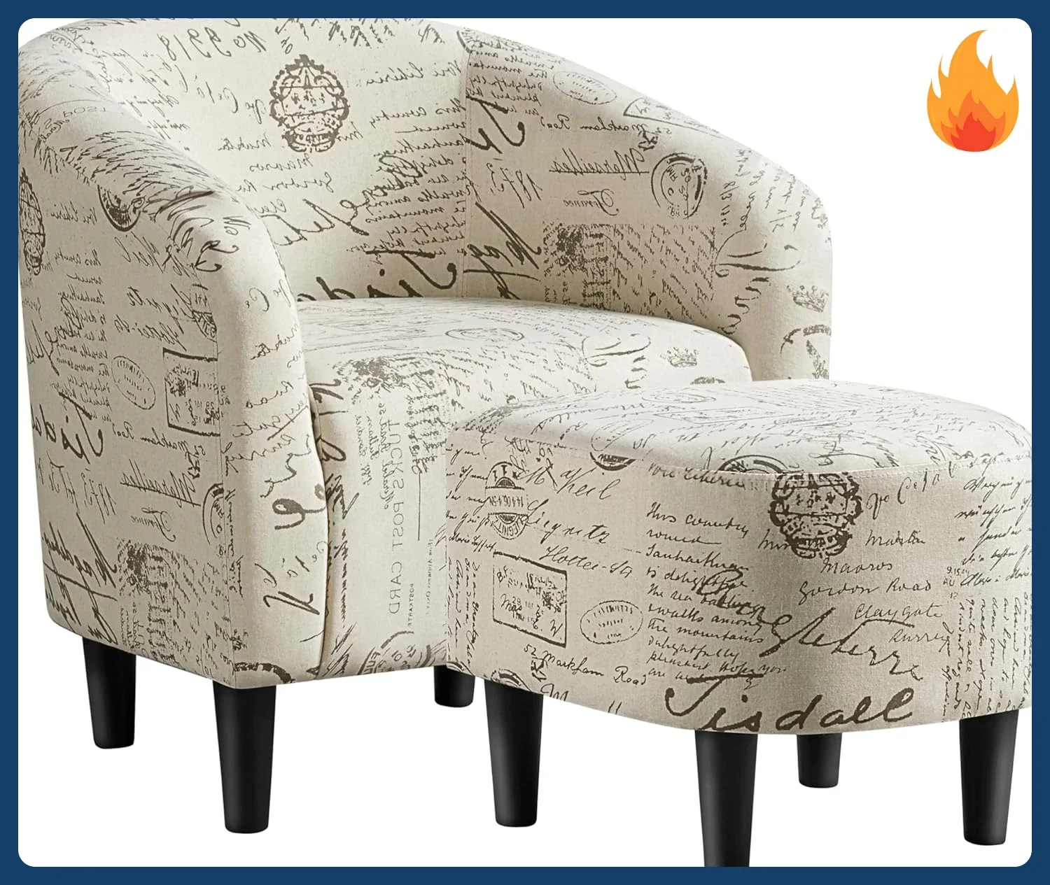 

[Hot Sale!]Modren Club Chair with Ottoman, Fabric Accent Armchair with Footstool, Upholstered Barrel Chair and Footrest for Livi