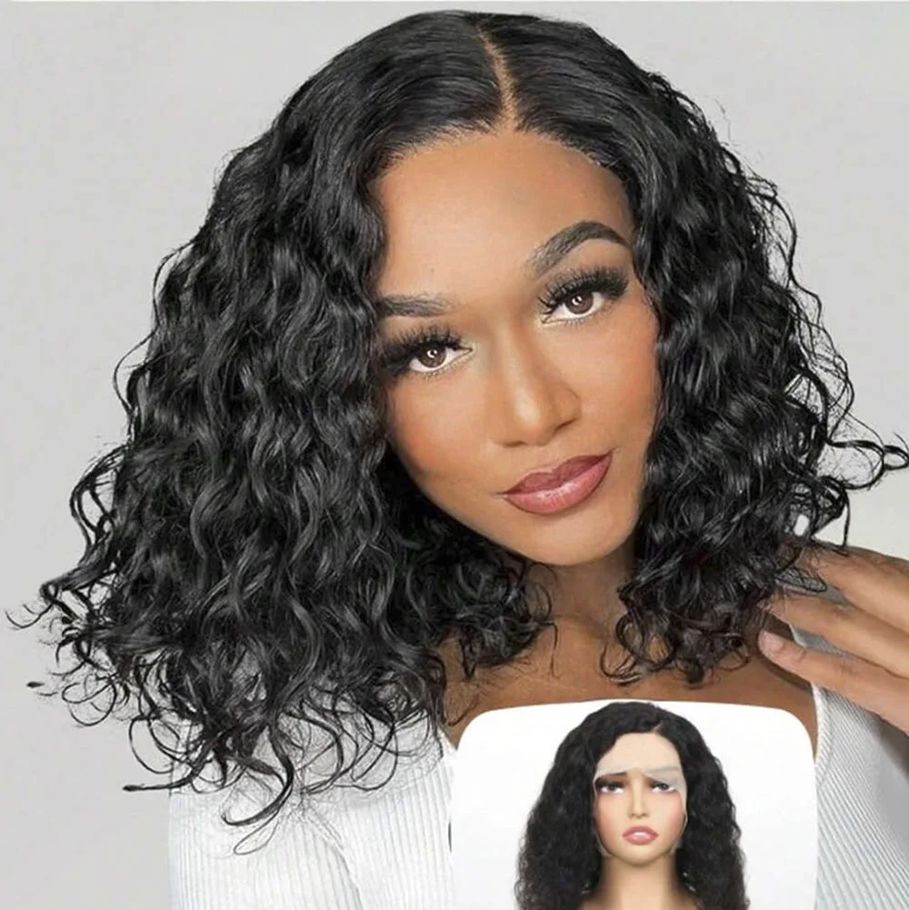 

6x4 Lace Closure Glueless Short Bob Wig Deep Wave Wear And Go Glueless Human Hair Wigs Brazilian Pre Plucked Ready To Go