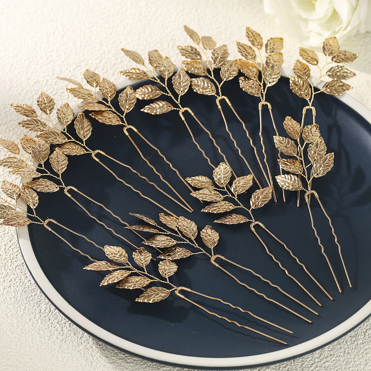 

12pc Golden Leaf Bridal Hairpins Luxury Handmade Hair Clip Headpiece For Women Holiday Party Hair Accessories As Gifts