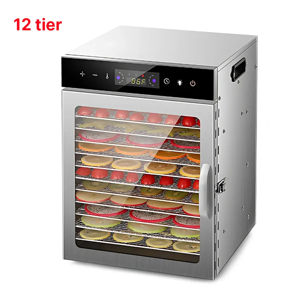 12-Schichten Obsttrockner 800W 30-90 ℃ Elektrischer Trockner für Gemüse, Lebensmittel-Dehydrator, Trocknungsmaschine für Gemüse und Obst