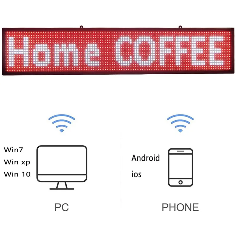 PH10mm Wifi Sign 40X8 Inch Waterdichte Outdoorprogrammable Scrolling Message Board Voor Venster