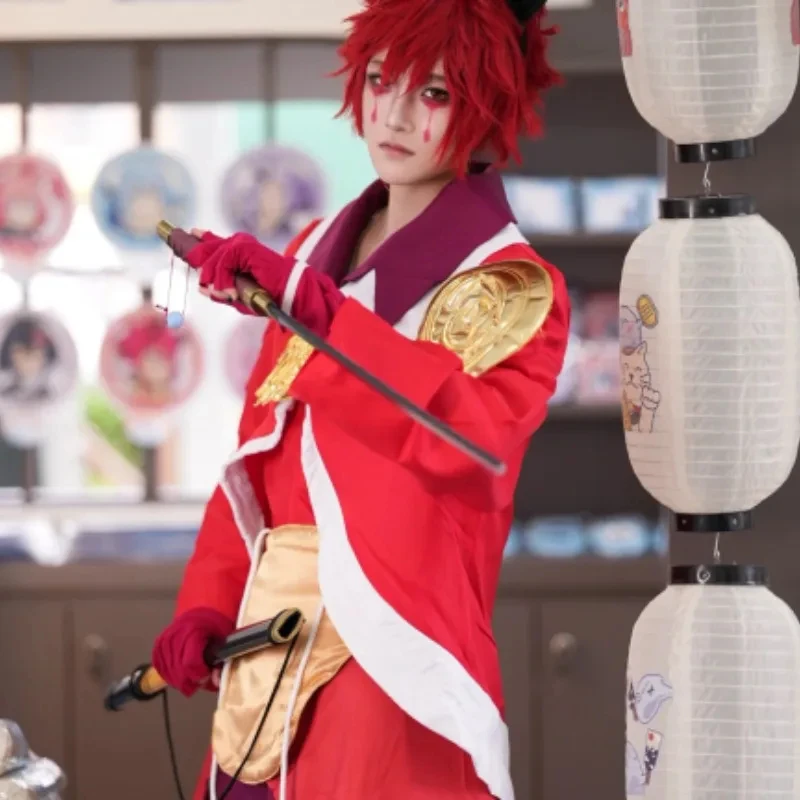 

That Time I Got Reincarnated As A Slime Benimaru Costume Red Kimono Style Outfit Full Set for Men Cosplay Party ,[6jh