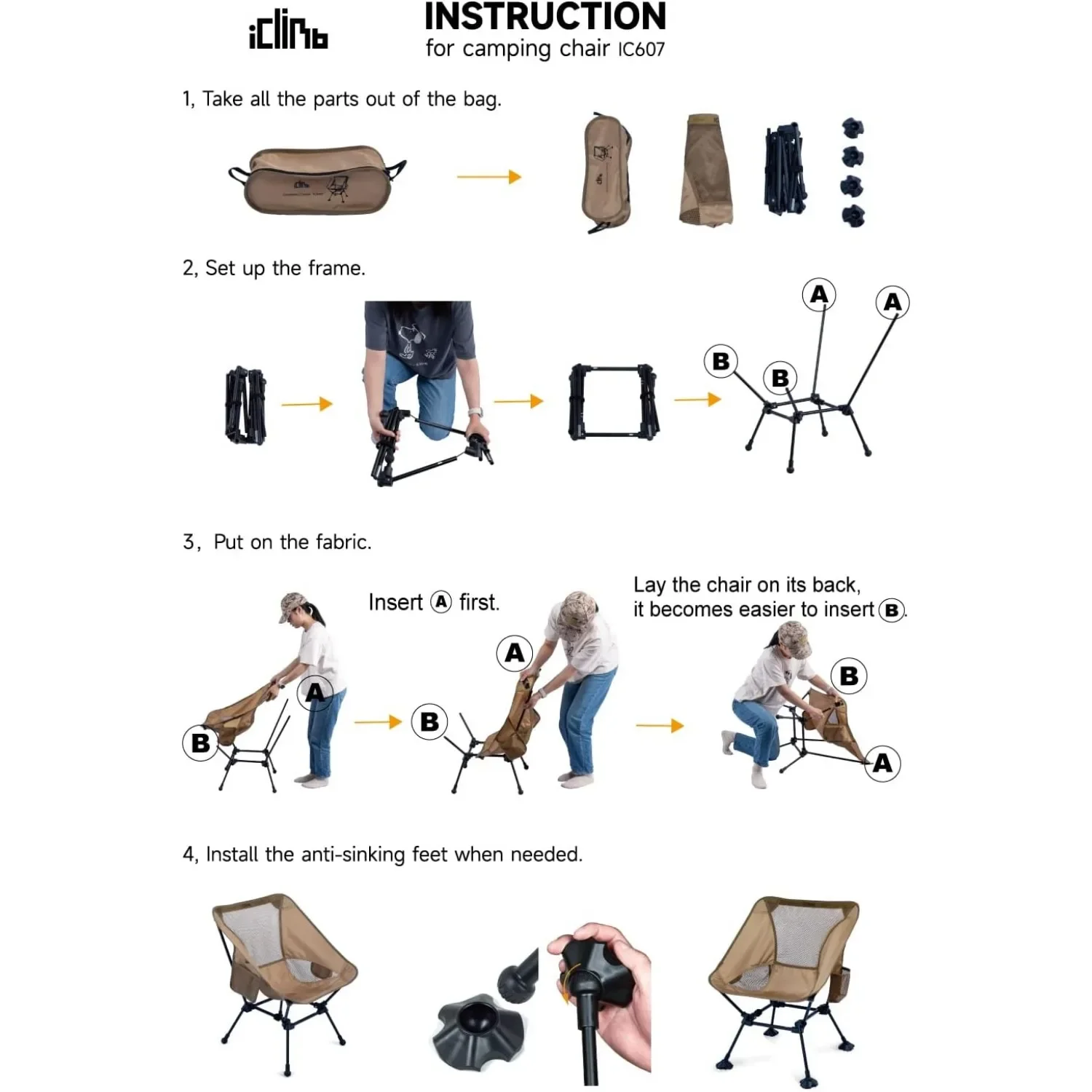 Escalada-Ultraleve Compacta Dobrável Cadeira de Praia, Anti-Afundamento Pés Grandes, Suporte para Traseiras Webbing, Blue - Square Frame, Camping