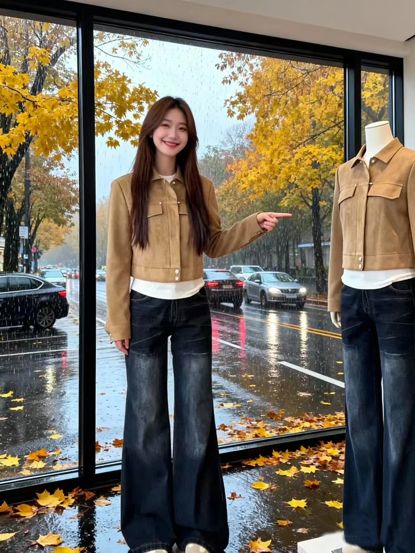 

Женские зимние джинсы Thiened Fce на подкладке с высокой талией, темно-синие джинсы, новые прямые брюки длиной до пола