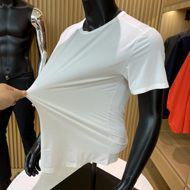 Doux pour la peau Cool glace soie ronde Ne ort Sve T-irt Qui sec respirant été nouveauté extérieur confortable décontracté