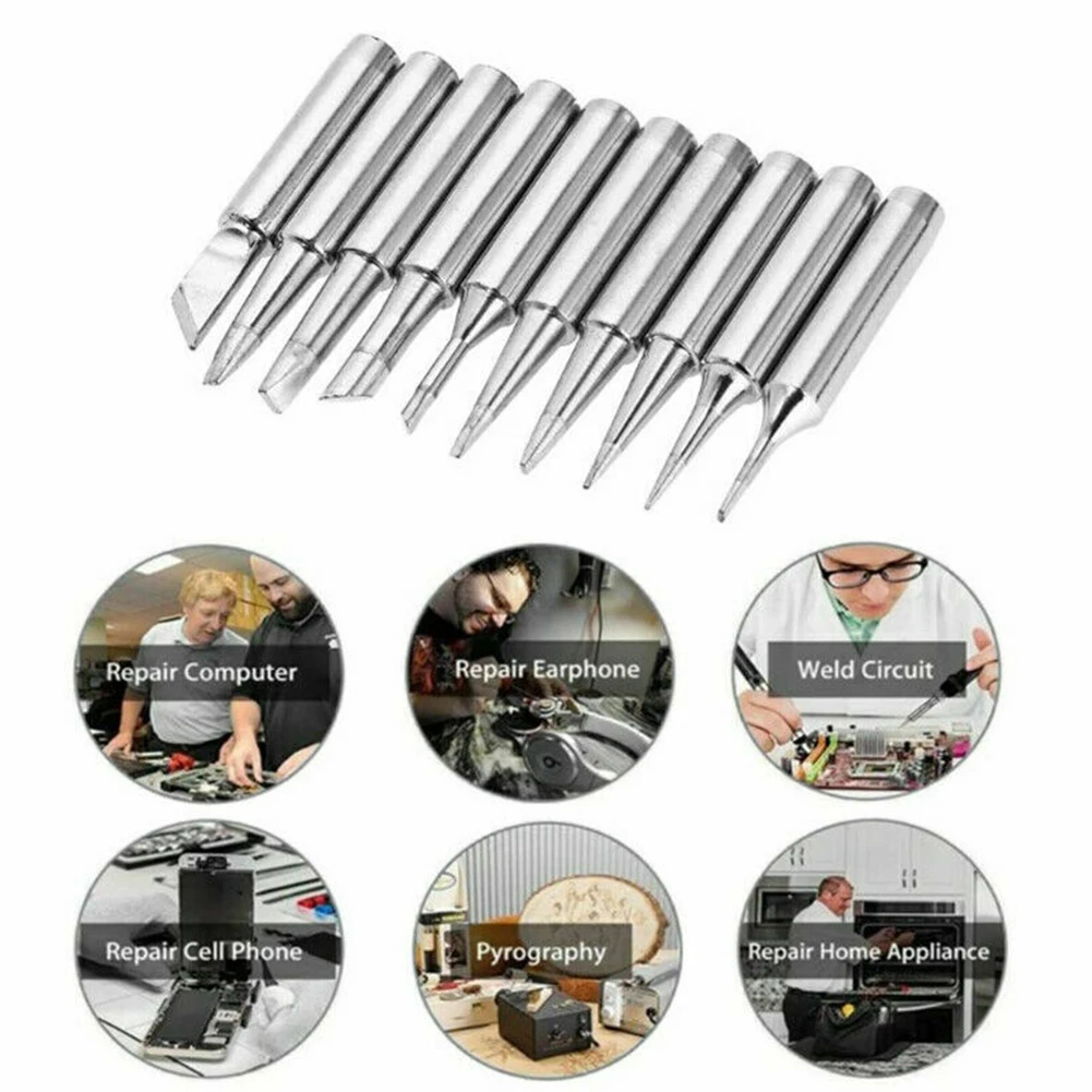 Practical Soldering Iron Tip 900M-T Silver 10pcs 852D 878D For Quick For Rework Station Soldering  Practical Soldering