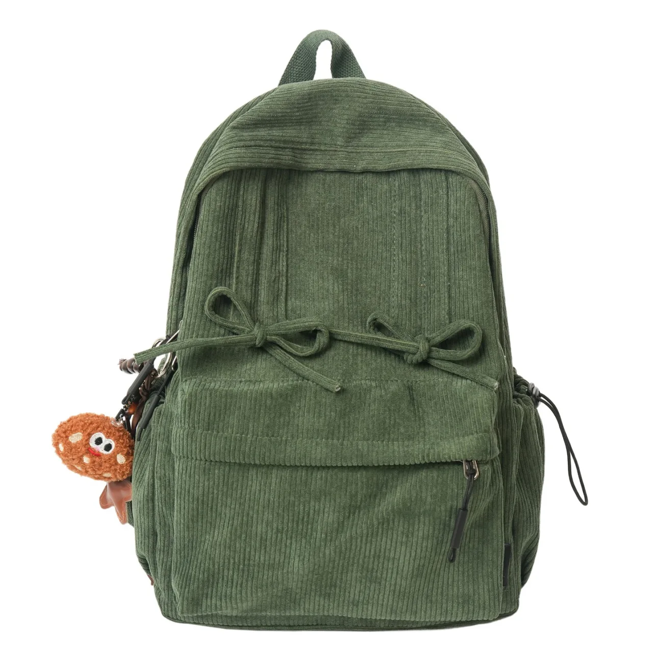 Winter Women Backpack Japanese Casual Corduroy School Bags Solid Color Minimalist Daypack Large Capacity Outdoor Travel Rucksack