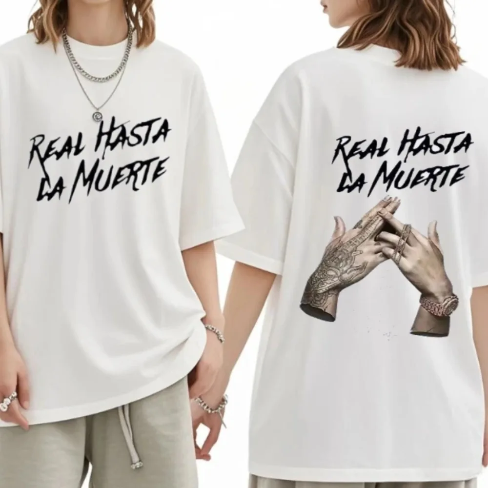 Summer Limited Rapper Anuel Aa Tee Shirt Real Hasta La Muerte Graphic Oversized T Shirt Men Women Cotton Hip Hop Cotton T-shirt