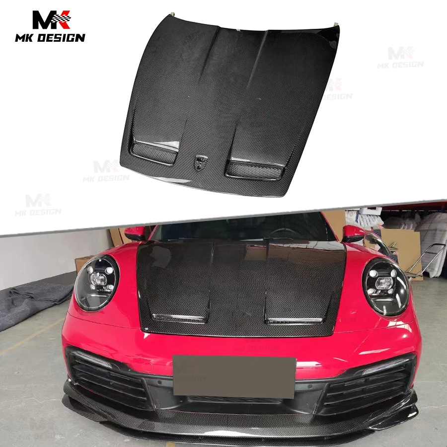 

Передняя крышка капота из углеродного волокна в стиле GT3 для Porsche 911 992 2019-2023, передняя крышка вентиляционного отверстия капота, запасные автозапчасти