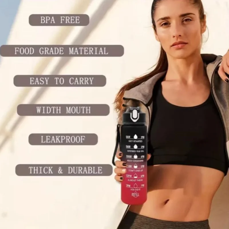 800ml Sports Water Bottle with Time-Tracking Straw Leak Proof Locking Flip Cover for Easy Carry Ideal for Outdoor Adventures