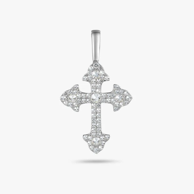 

925 Silver Reverse D Moissanite Pendant Cross Hip Hop Wear Single Stone Necklace Jewelry