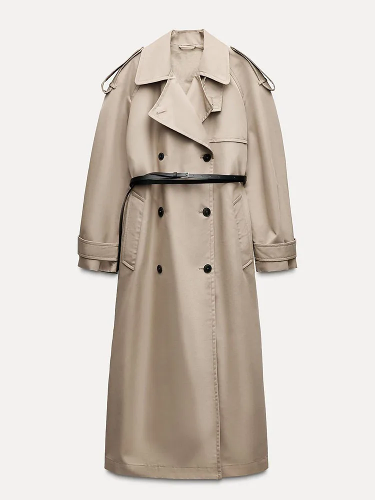 

Basic Loose Long Sve Double Breasted Collar Coat New Arrival Autumn Women's Commuter Sle Windbreaker ZA2024 058253