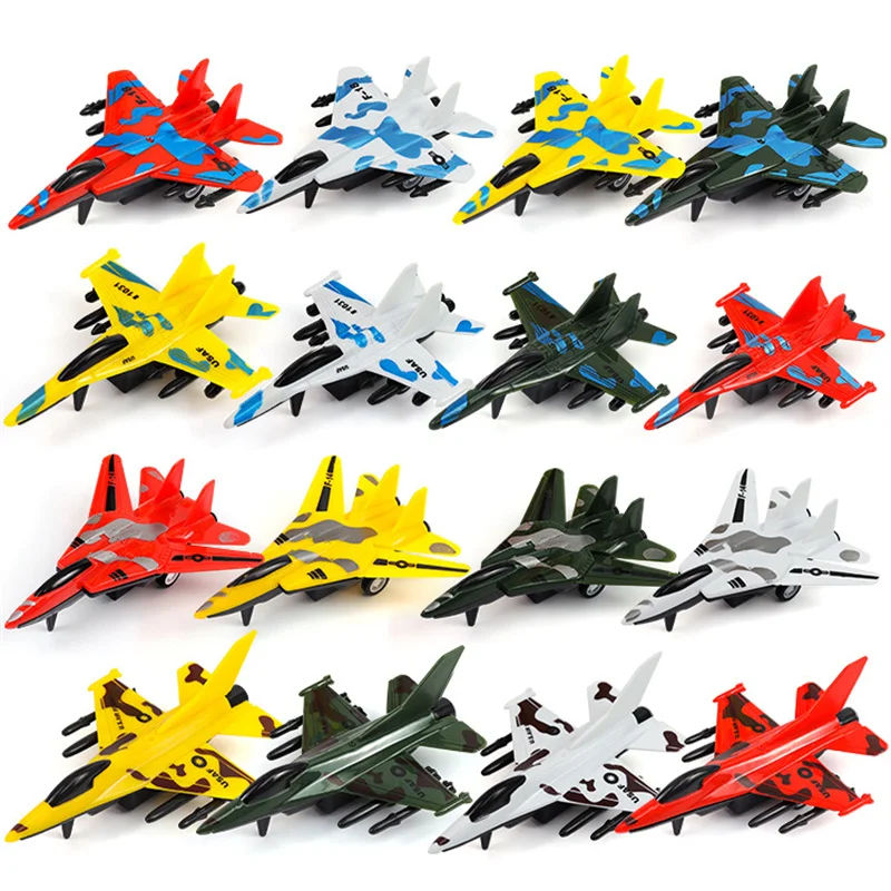 6Pcs Pull Back Airplane Gifts Children Pull Back Fighter Jet Model Toy Boy Camouflage Military Aircraft Lifelike Warplane Kids