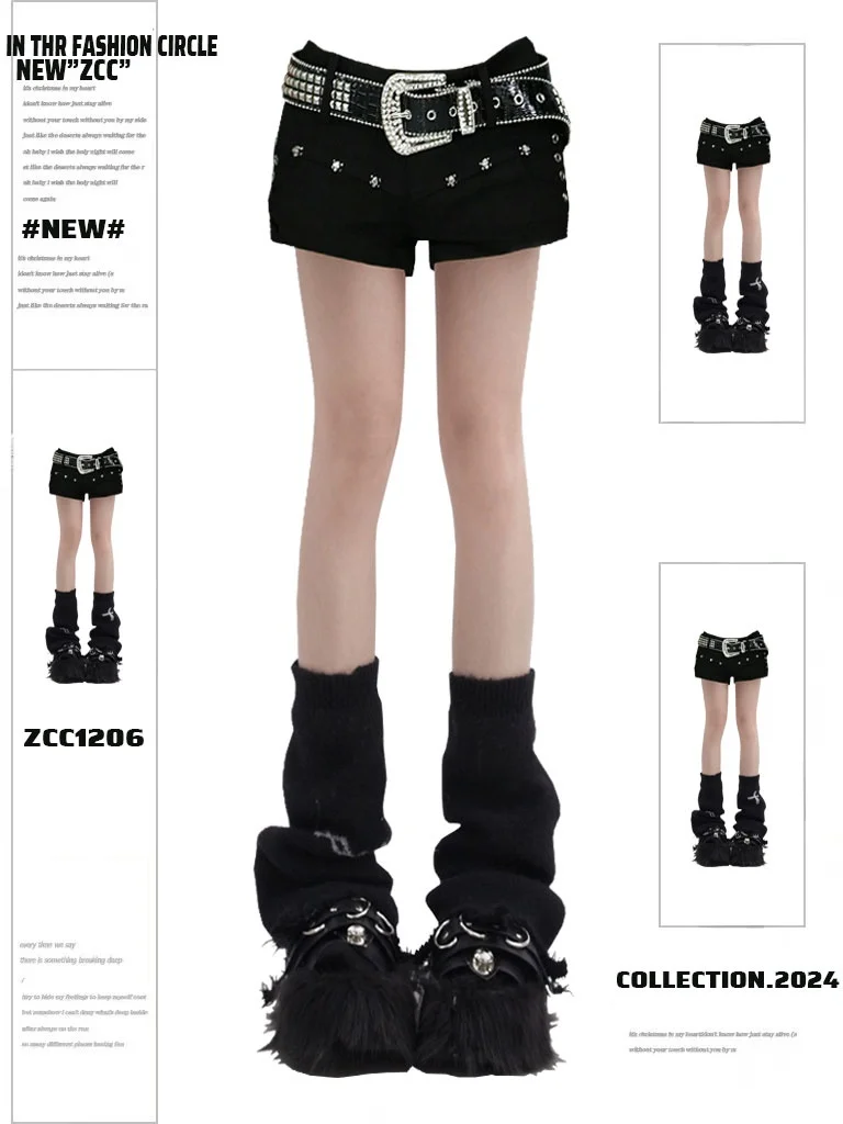 Black Denim Short Pants Women Sexy Low Waist Bodycon Rivet American Y2K Retro Spicy Girl Shorts Super Short Slimming Hot Pants