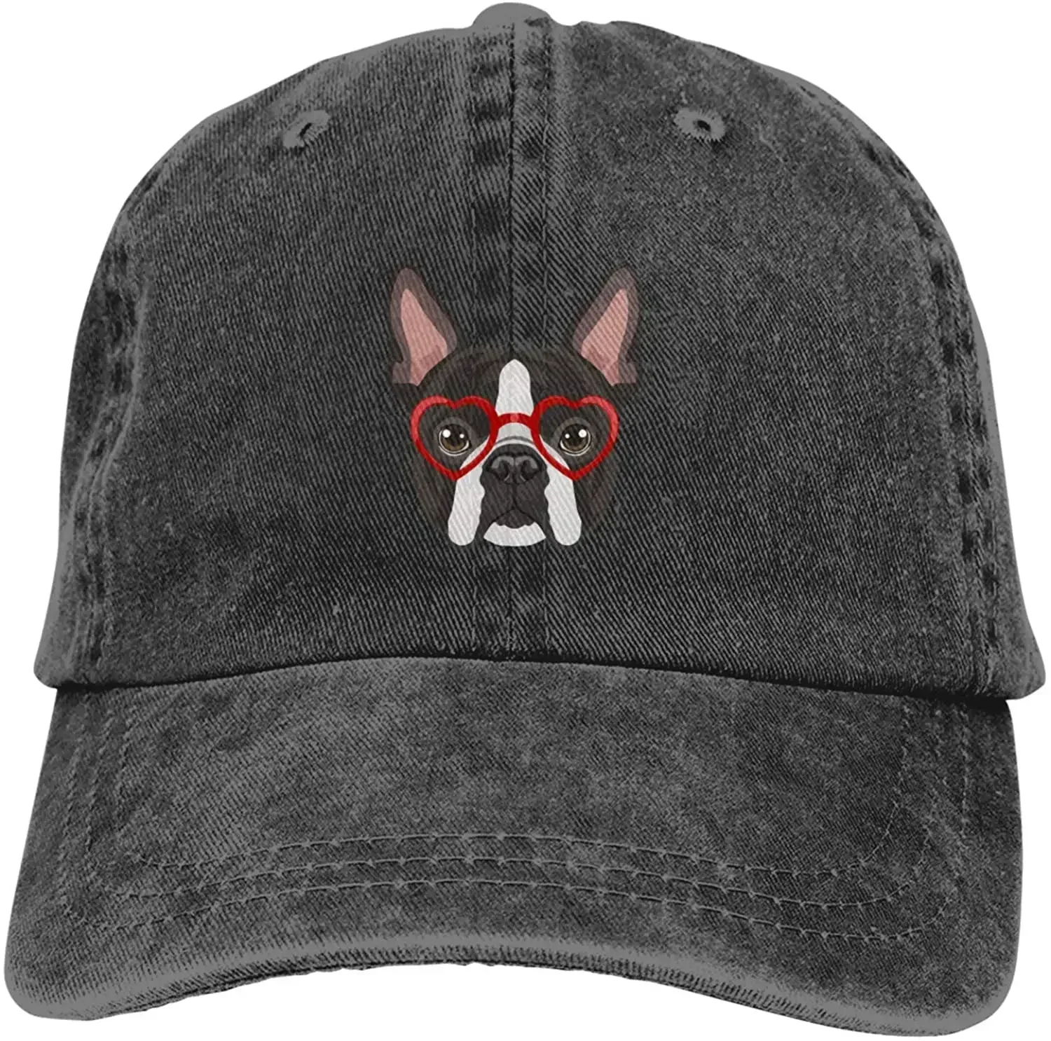 2026 Denim Cap Boston Terrier Dog Baseball Dad Cap Classic Washed 100% Cotton Adjustable Casual Sports For Men Women Hat