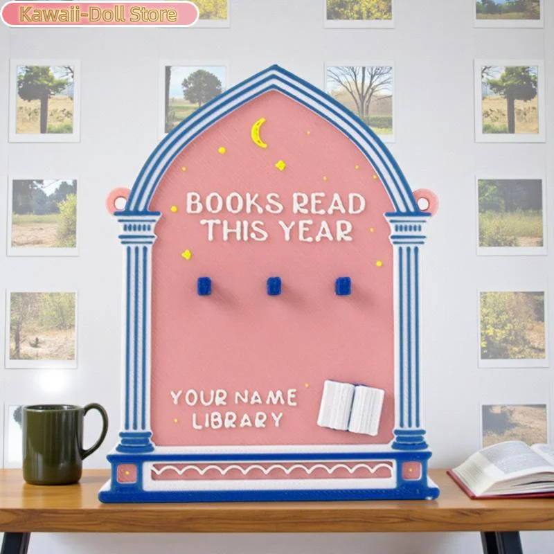 Drewniany licznik książek do czytania w tym roku, wyzwanie do czytania, tracker, dekoracja regałów, klub, klasa, prezenty noworoczne dla miłośników książek, rodzina.