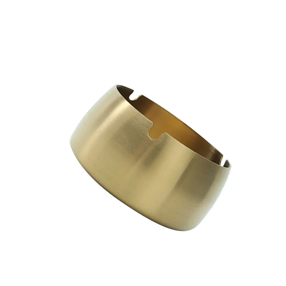 

Windproof Ashtray Simple Holder for Tea Table Stainless Steel Golden Car Smoke Home Office Decor Elegant Gift