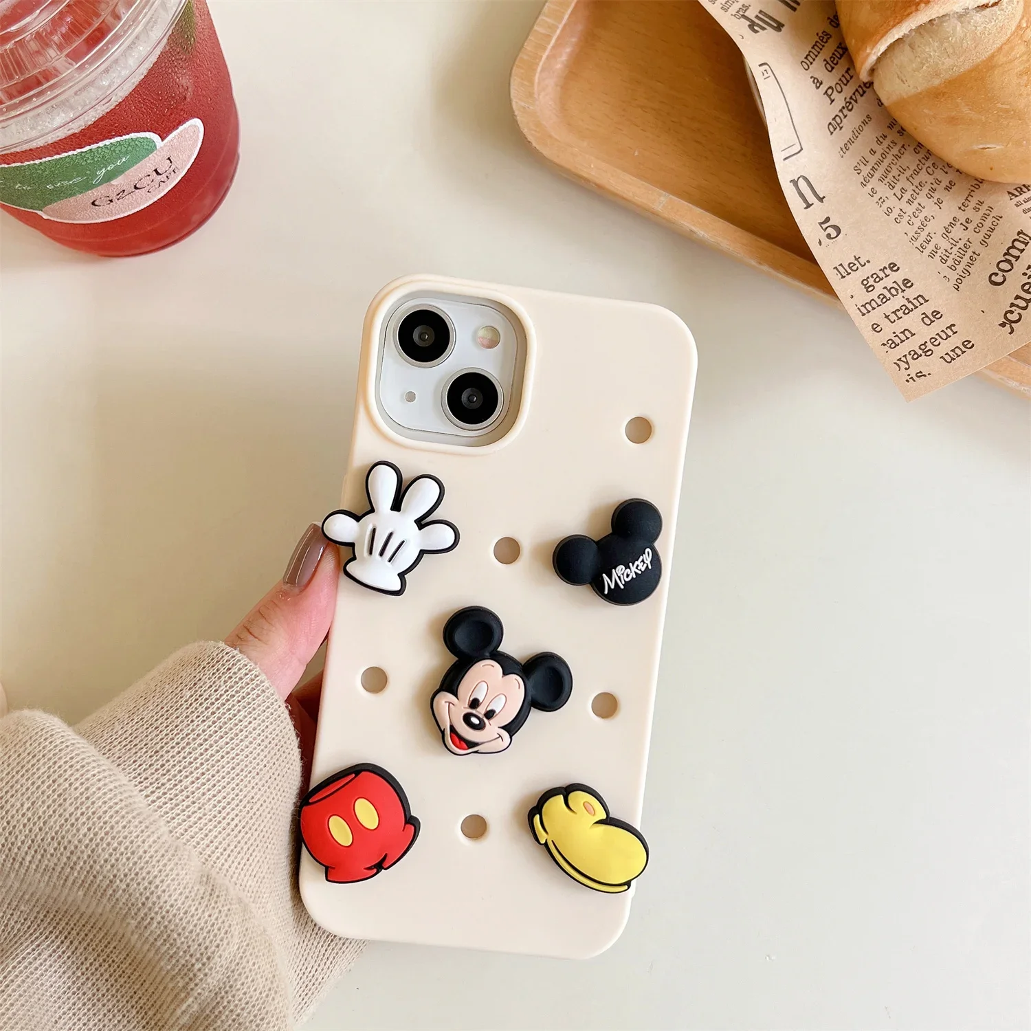 Luxury Disney Mickey Mouse DIY Couple 3D Stereoscopic Phone Cases For iPhone 15 14 13 12 11 Pro Max XR XS Plus SE 2023 BackCover