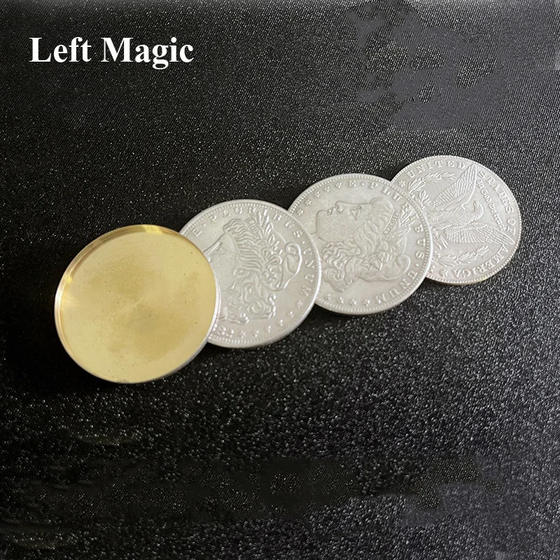 Multipurpose Flipper Coin Set (Morgan Dollar) By Oliver Magic Tricks Two Coins Instantly Into One Coin Close Up Illusion Gimmick