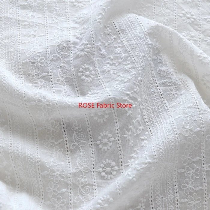 0.5 meters  Floral Embroidery Eyelet Cotton Fabric for Dress, Shirts, Bridal Dress, Summer Dress, Curtains