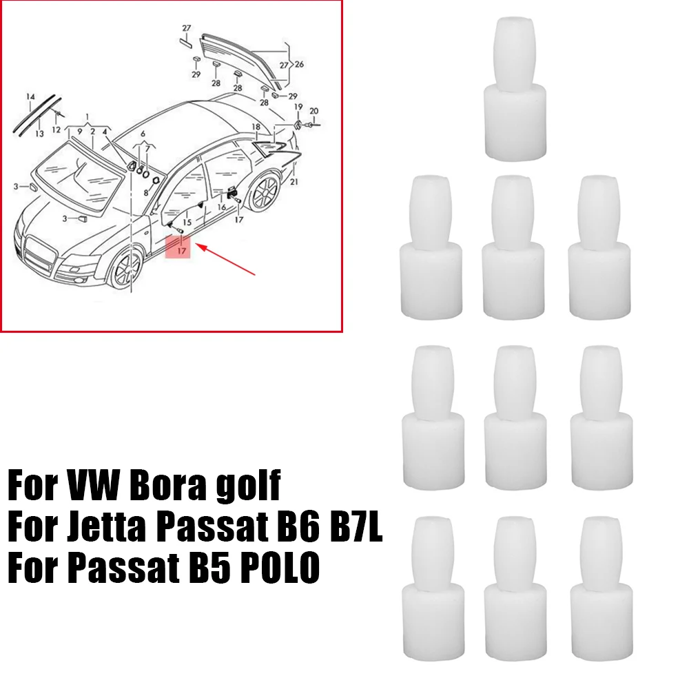 10 Uds. Pin regulador de ventana trasera de coche Clip puerta hebilla de vidrio accesorios de automóvil para VW Bora golf Jetta Passat B6 B7L Passat B5 POLO