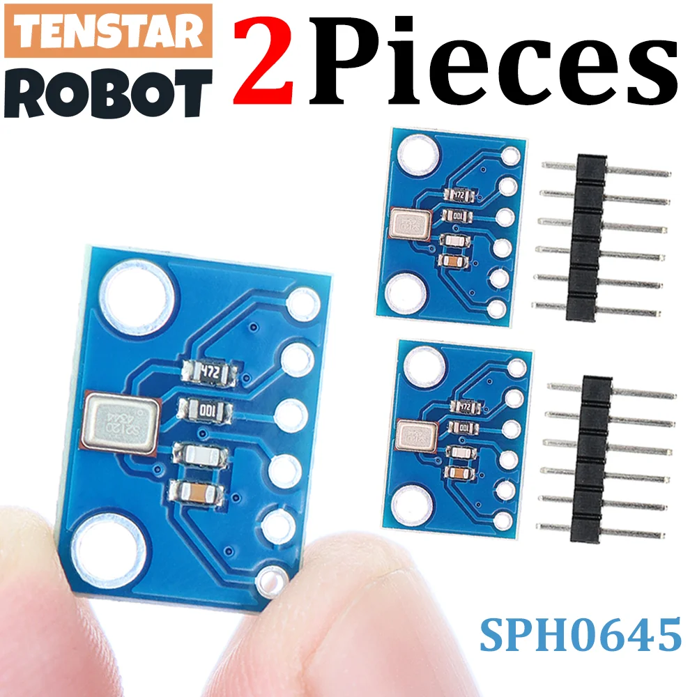 TENSTAR 2pcs SPH0645 MEMS I2S Output Digital Microphone Module SPH0645LM4H Microphone Sensor Breakout Board 1.6-3.6V
