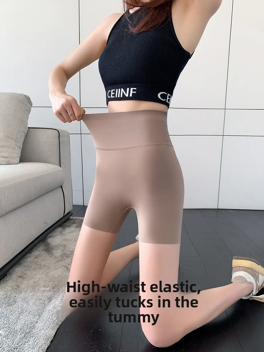 Calças de Yoga de Cintura Alta Finas para Mulheres, Shorts Elásticos de Verão, Calças que Podem Ser Usadas ao Ar Livre, Calças de Nylon e Spandex