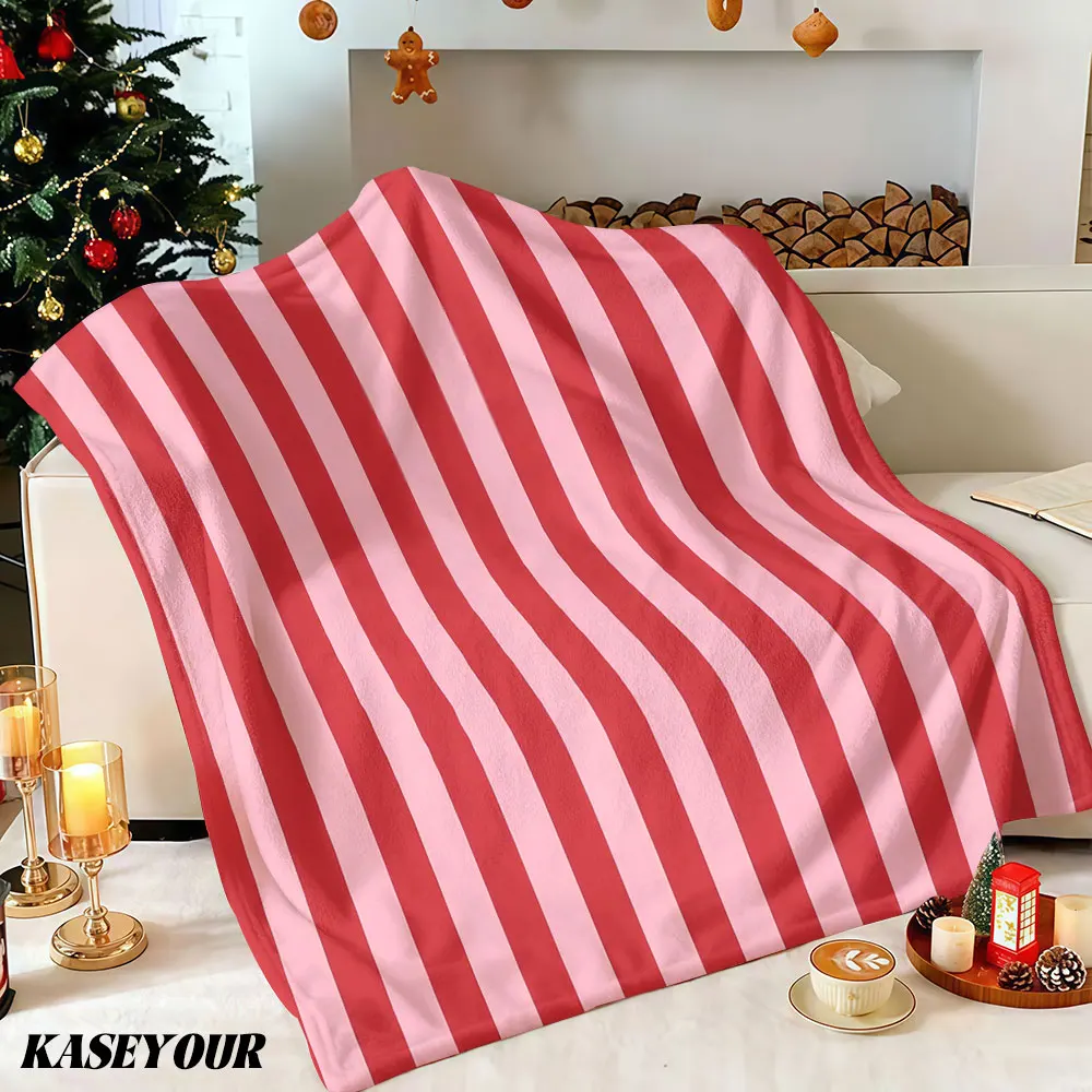Red Pink Vertical Stripes Winter Summer Flannel Blanket Throw Fleece Soft Fuzzy Plush Cozy Fleece Blankets for Sofa Ideal Gifts