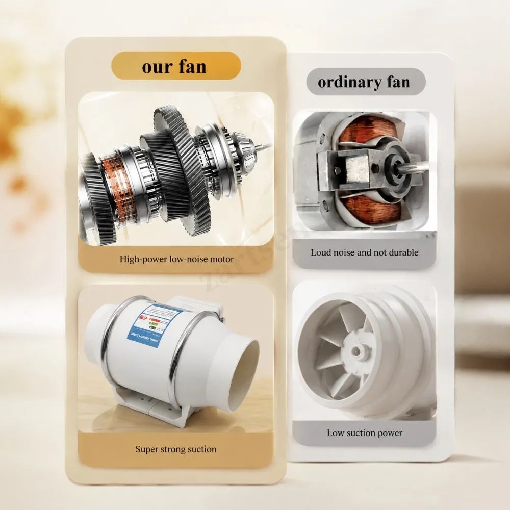 4Inch Two Speed Remote Control Exhaust Fan Silent Inline Pipe Duct Extractor Air Ventilation Blower Kitchen Toilet Wall Booster