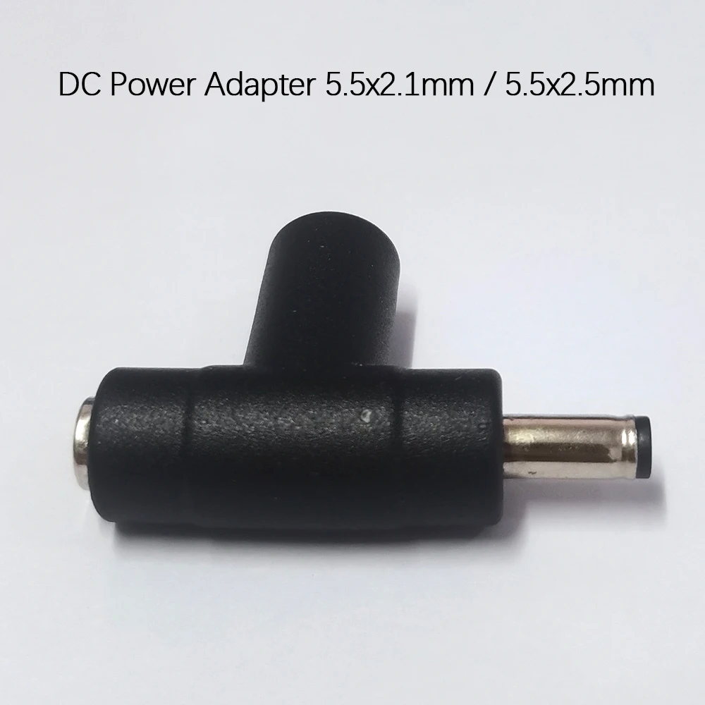 1PC T‑Shape DC Power Adapter 5.5x2.1mm / 5.5x2.5mm Male To Dual Female DC Jack Connector For CCTV LED Strip Laptop Power Supply