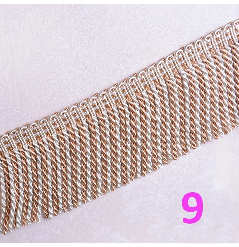 1Yard(91cm) Shiny Gold Color Fringe Tassel Trim Upholstery Curtain Lamp Trimmings 10CM Loop Tassel Rope Lace Fringe