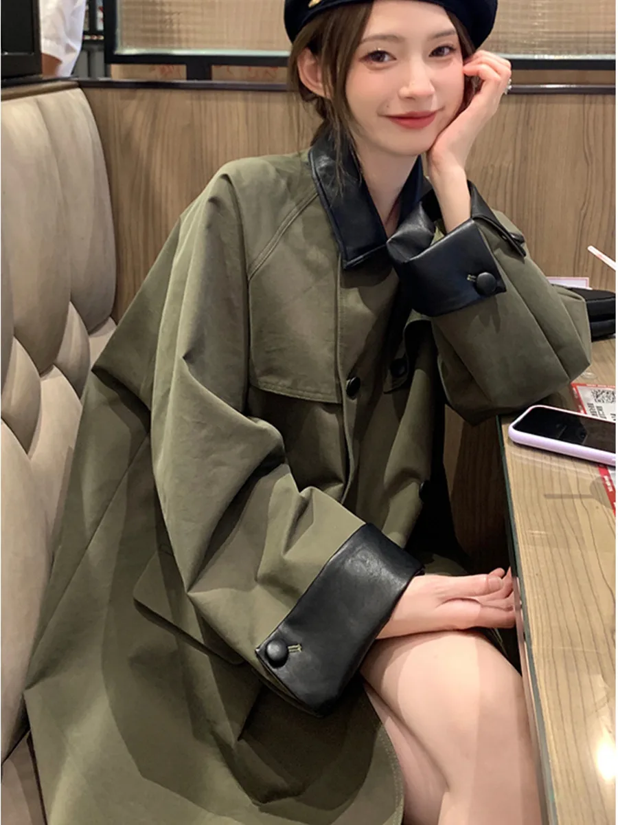 

Ulzzang Vintage Double Breasted Casual Trench Jacket British Style Spring Autumn Long Sleeve Windbreaker Coat Outerwear Harajuku