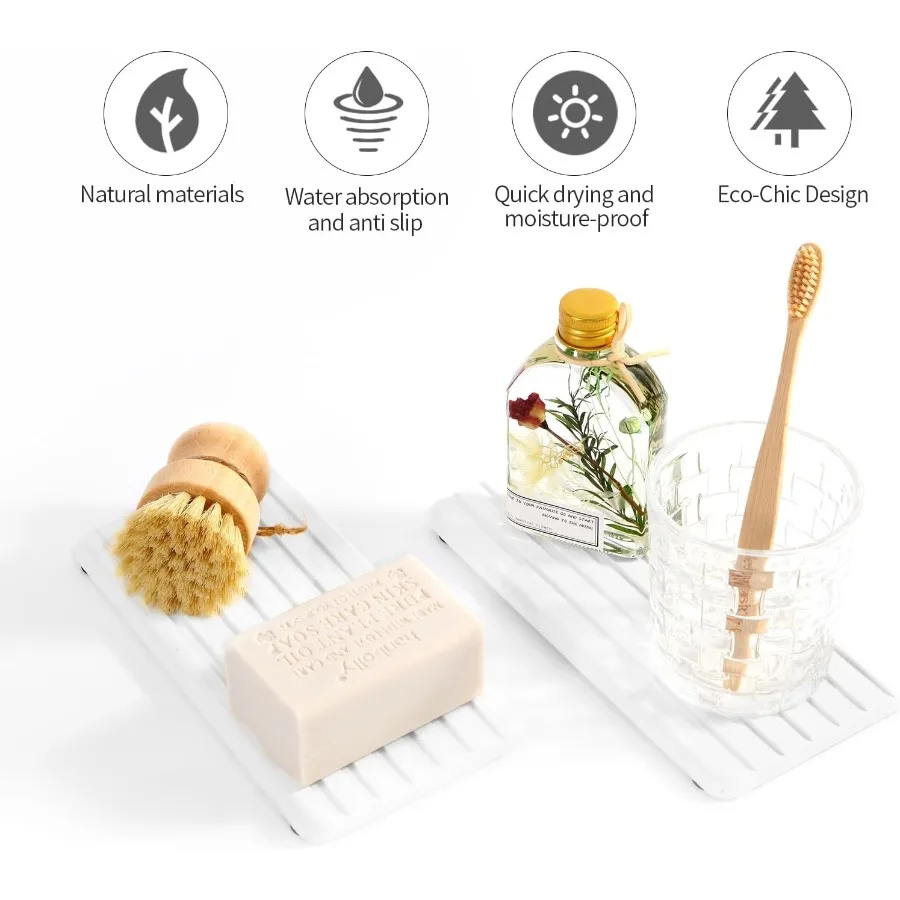 Sink Caddy 2Pcs Instant Dry Kitchen Sink Organizer Sponge Holder for Kitchen Sink Diatomaceous Pedestal Stand Riser with Silico