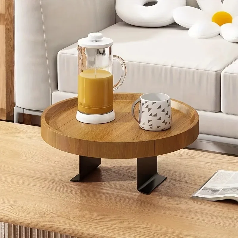 Modern Expandable Sofa Arm Table - Contemporary Wooden Side Table, Easy To Clean