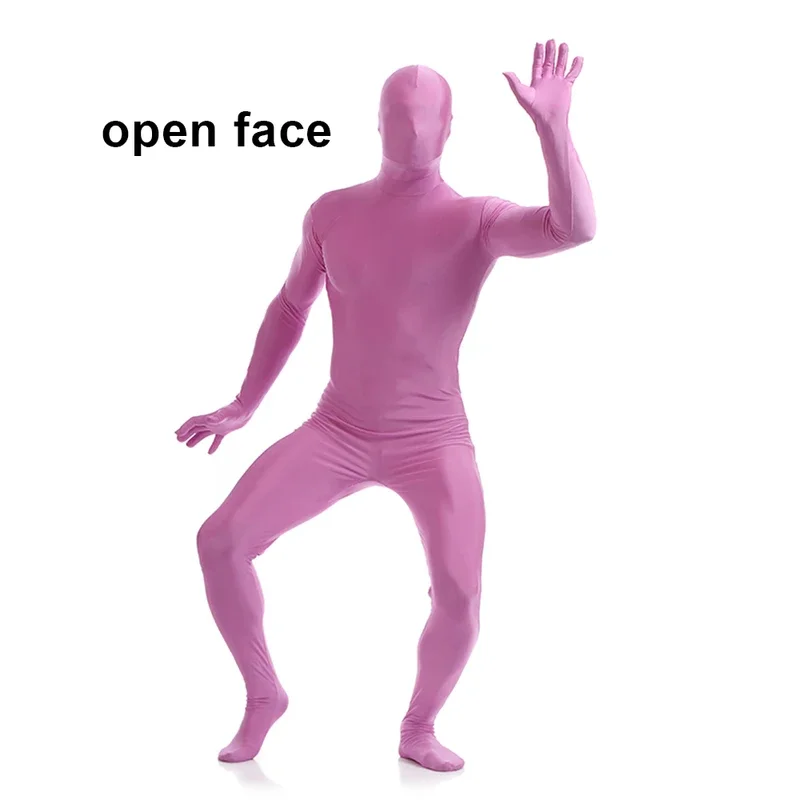 Pink Joji Zentai Suit Open Face Catsuit Halloween Costumes Adult Bodysuit Custom Stage Unitard Dance Wear