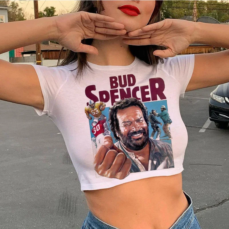 Bud Spencer clothes crop top women tumblr graphic tees women japanese clothes t shirt streetwear tumblr