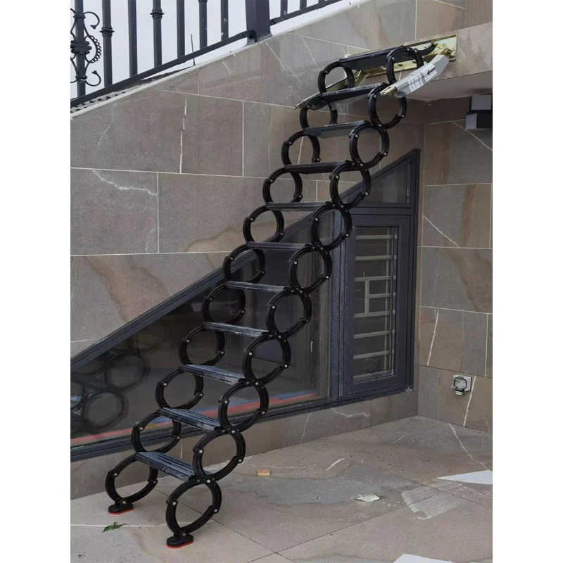 Customized outdoor home loft telescopic staircase, special upturned folding ladder, compartment elevator, wall-mounted hanging