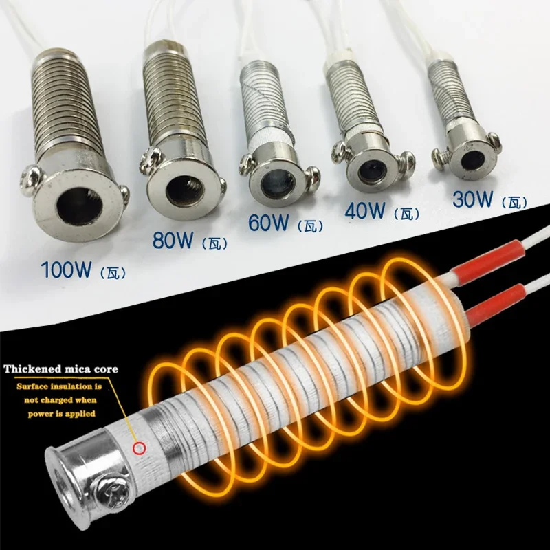 Imagem -06 - Ferro de Solda Elétrica Elemento de Aquecimento Substituição Núcleo Ferramenta de Solda 30w 40 60 80 100 Elemento Aquecimento de Solda 220v