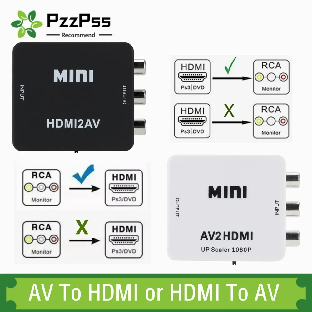 HDMI-kompatybilny ze skalerem wideo AV RCA CVSB L/R skrzynka konwerterowa Adapter podpórka NTSC PAL HD 720P/1080P AV RCA do HDMI