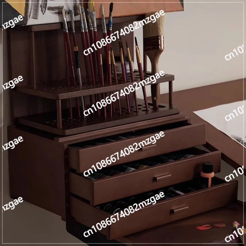 Solid wood storage, brushes, brush shelves, special painting tools for art students,Italian classical professional desktop large
