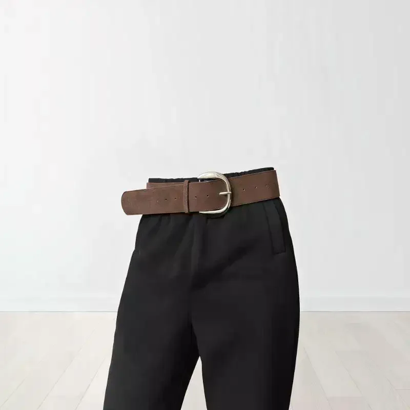 Suede Leather Belt Women Wide Luxury Design Casual Business Waist Strap Pin Buckle Trendy Waistband Fashion Accessories Elegant