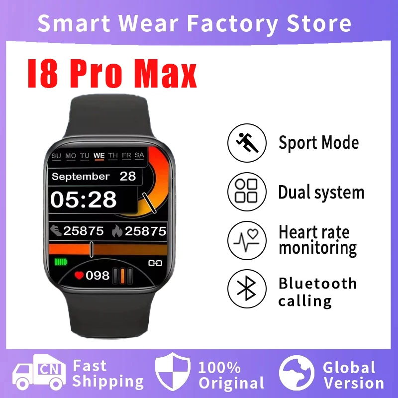 

I8 Pro Max Смарт-часы Женские спортивные фитнес-трекер активности Мужчины Женщины Bluetooth с циферблатом сердечного ритма Смарт-часы