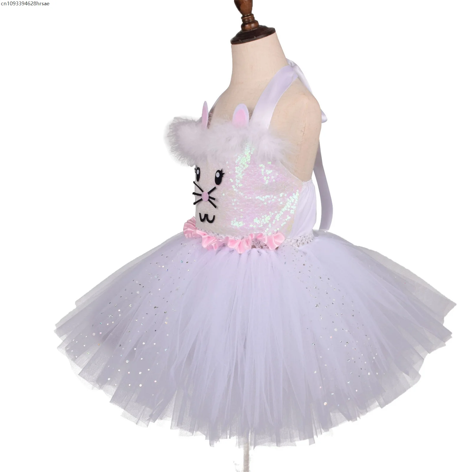 Vestito da tutù da coniglietto per neonate per bambini Costume cosplay da coniglio Festa di compleanno per bambini Vestito in tulle Abiti da vacanza Vestito di Halloween