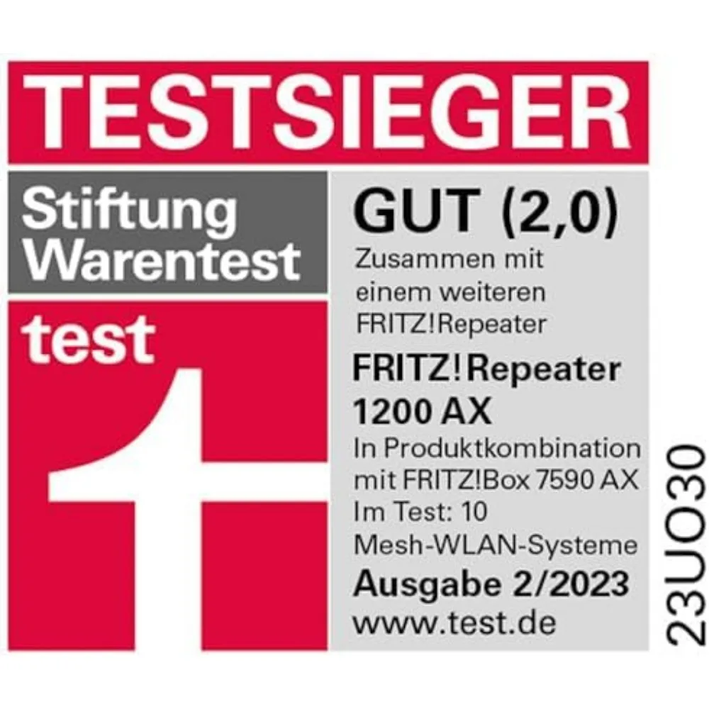 فريتز! مكرر 1200 AX (واي فاي 6 مكرر مع Zwei Funkeinehler: 5 جيجا هرتز-الفرقة (bis zu 2.400 ميجابايت/ثانية)، 2,4 جيجا هرتز-الفرقة