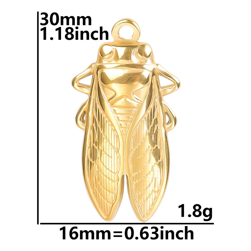 6pcs Animal Cicada Pendants For Jewelry Making Stainless Steel Charm Punk Accessories Cricket Pendant Charm DIY Necklace Earring