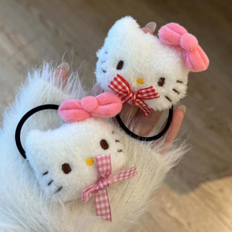 Sweet KT Cat peluche Hair Ring Hello Kitty Scrunchies corda elastica per capelli per ragazze copricapo accessori per capelli