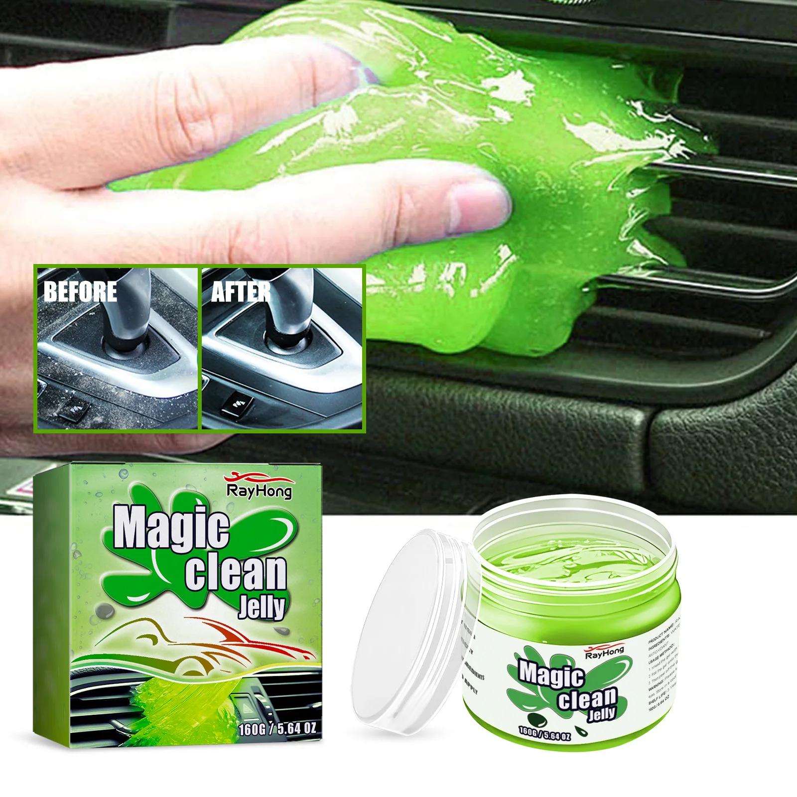 Car Green Cleaning Gel Car Interior Seat Wash-Free Refurbished Cleaning To Remove Dirt And Dust Portable Decontamination Remover