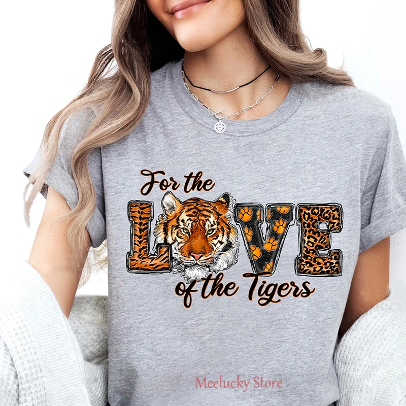 For The Love Of Tigers Letter Printed Women's Top Calling for Animal Protection, Leisure and Refreshing Women's T-shirt