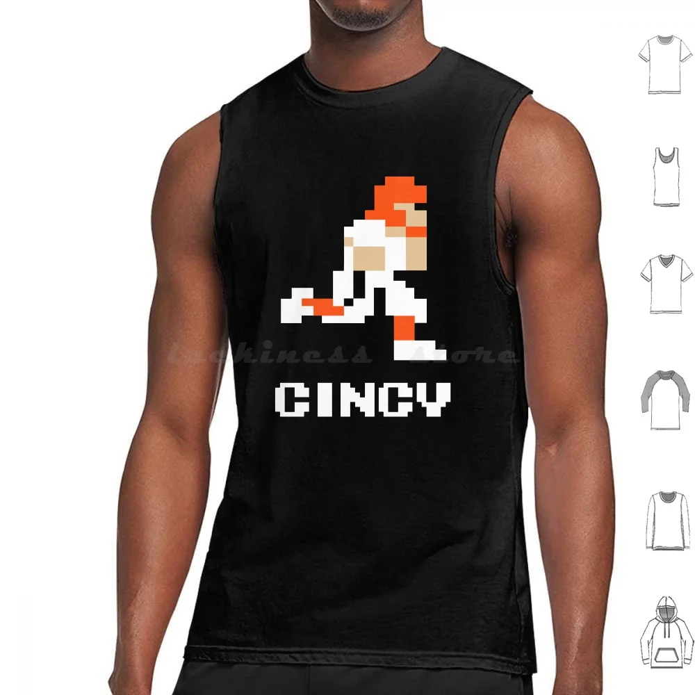 8 Bit Cincy Football 1 Tank Tops Print Cotton Cincy Bengals Cincinnati Ohio Who Dey Who Dey Bengals Aj Green Andy Dalton